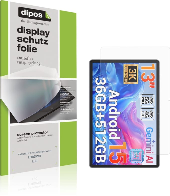 dipos – 2x Matte Beschermfolie geschikt voor LORDWIT L30 | Krasbestendige & antireflecterende Screenprotector Ultra-Thin