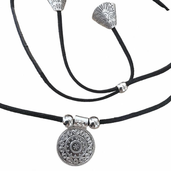 Ketting-Tibetaanse look-Suede koord-Wikkel - Charme Bijoux