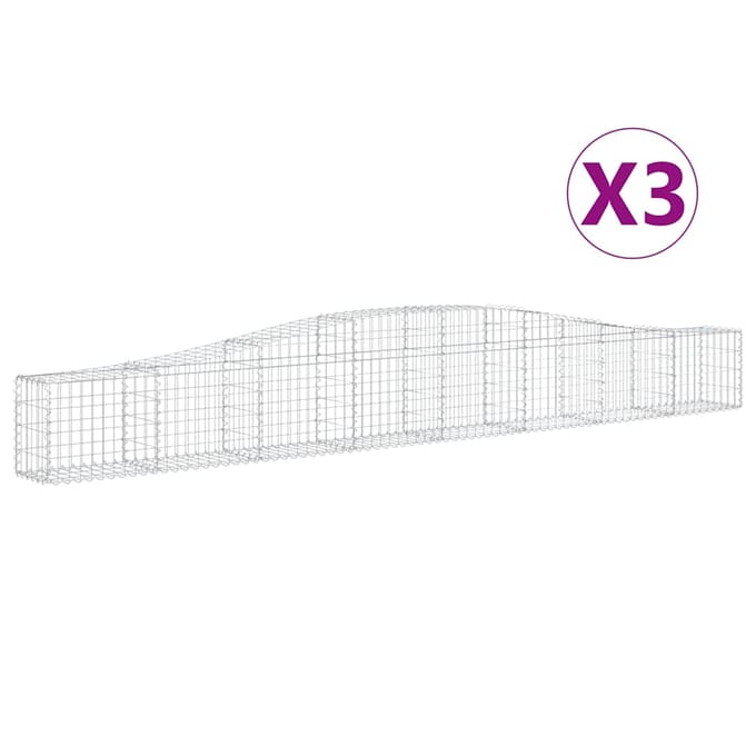 vidaXL - Schanskorven - 3 - st - gewelfd - 400x30x40/60 - cm - ijzer