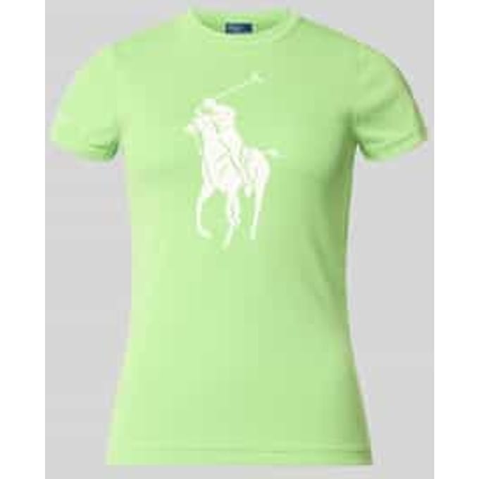 slim fit T-shirt van katoenmix