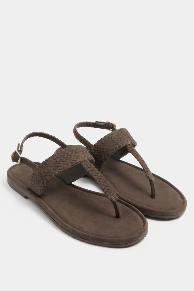 Yours Chocoladebruine Geweven Teenslippers In Extra Brede Eeepasvormsize 37EEE