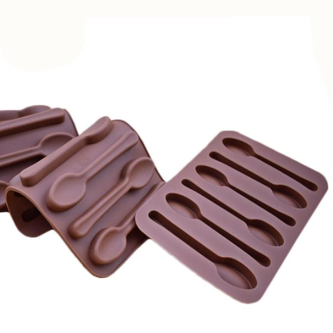 Moule à chocolat en Silicone, cuillère, outils de cuisson, antiadhésif, à biscuits, à gâteaux, à gelée et à bonbons, 3D, DIY marron