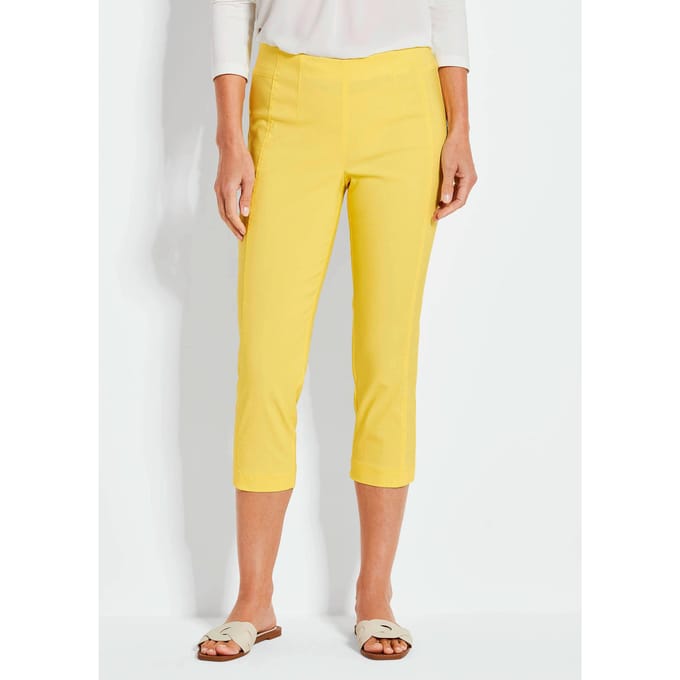 7/8-broek LOUISA met elastische tailleband van superstretch - geel - Gr. 54 van Goldner Fashion