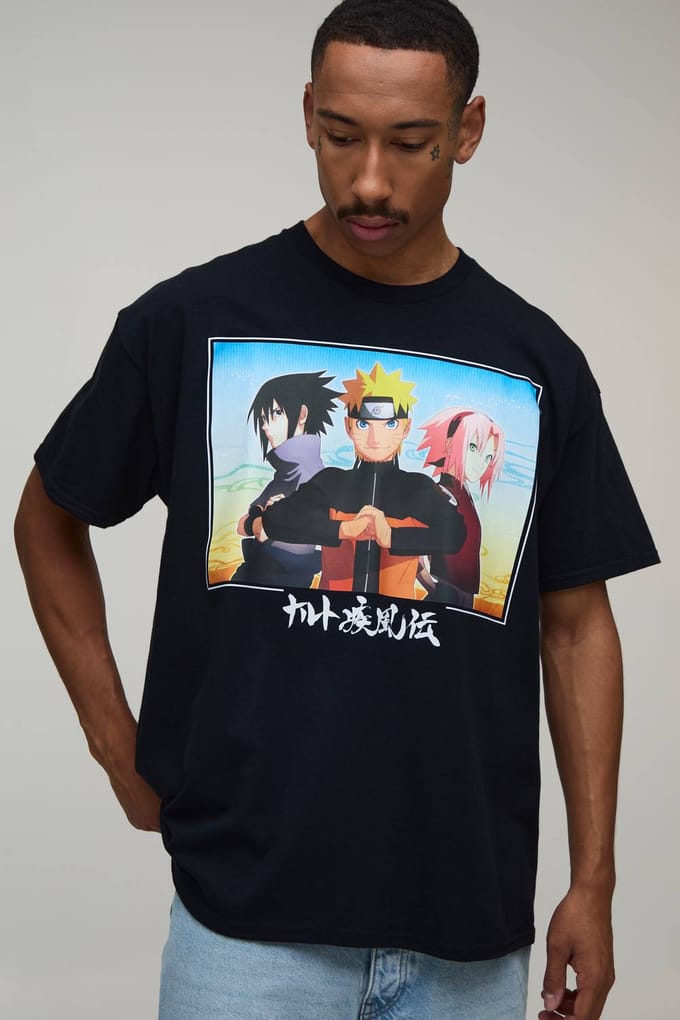 Oversized Naruto Sakura Licentie Print T-shirt | Black | Size XS