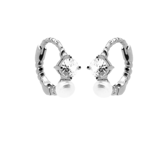 Karma Oorringen stone and pearl Zilver