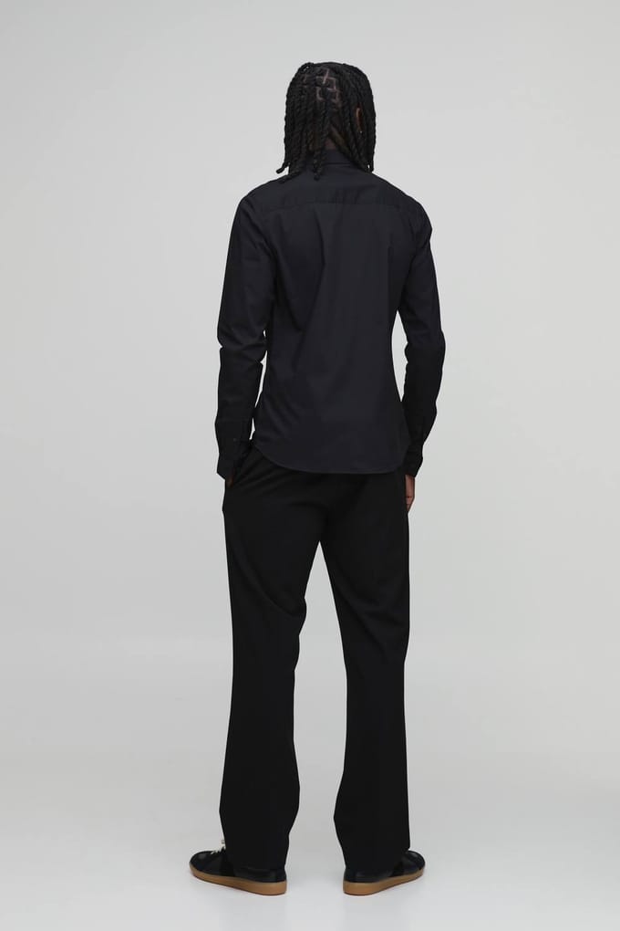 Stretch Fit Shirt met Lange Mouwen | Black | Size Medium