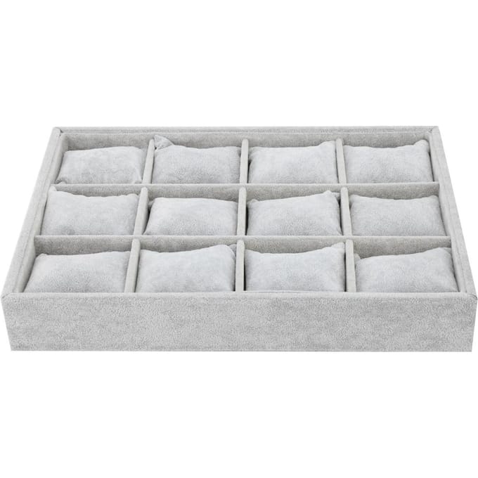 12 Vakken Horloge Opbergdoos Armband Etui Organizer Sieraden Display Container met Kussen white