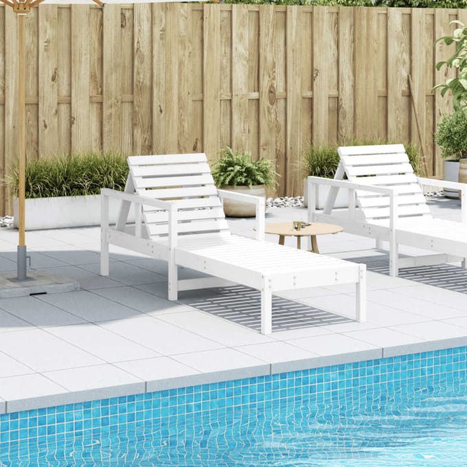 vidaXL - Ligstoel - 199,5x62x55 - cm - massief - grenenhout - wit