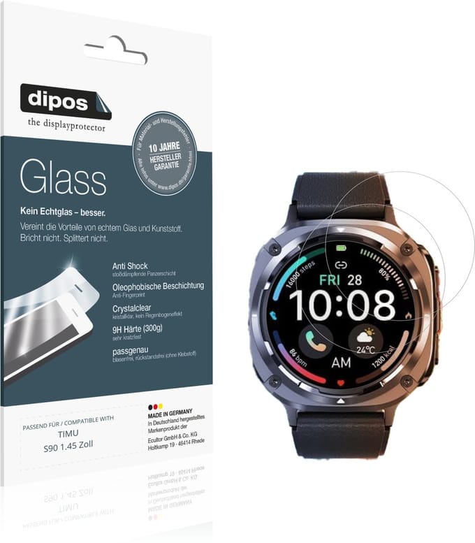 dipos – 2x Pantserfolie geschikt voor TIMU S90 1.45 Zoll | 9H Screenprotector