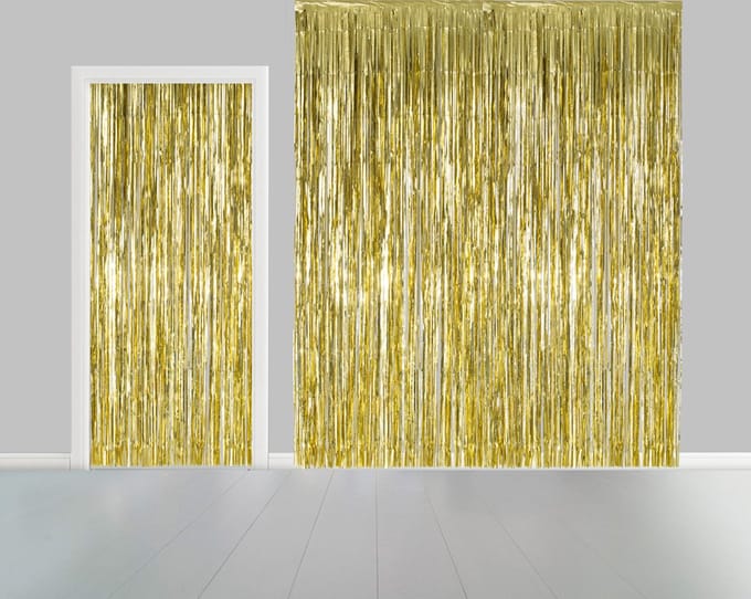 2x Deurgordijn Goud 1 x 2,4 meter Vlamvertragend - Feest Thema Party