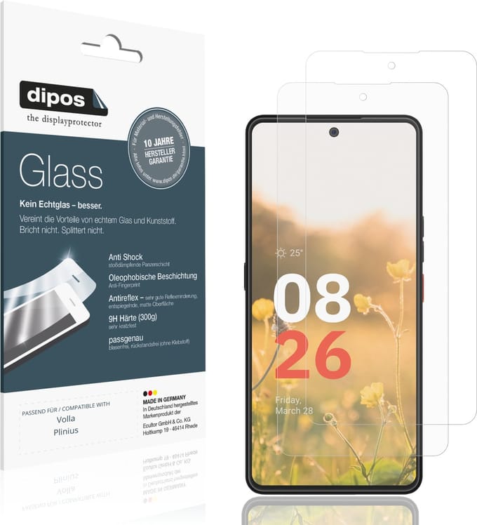 dipos – 2x Matte Pantserfolie geschikt voor Volla Plinius | 9H Screenprotector