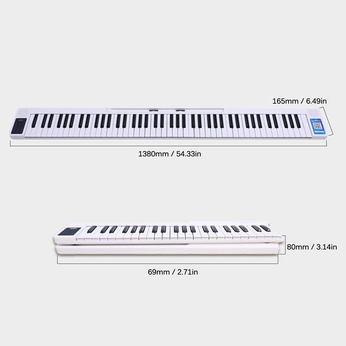 Piano numérique pliable Portable à 88 touches, clavier électronique multifonctionnel pour Piano blanc