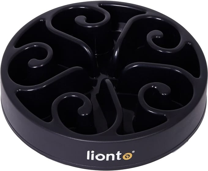 lionto Antischrokbak hond & kat, antislip voerbak Ø20 cm zwart