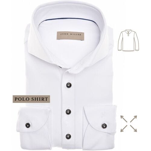 John Miller Polo Slim Hyperstretch Long Sleeve Wit / male
