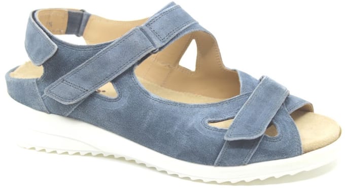 Durea - 7419 G - Platte sandalenDames Sandalen - Kleur: Blauw - Maat: 37