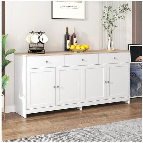 Dressoir, ladekast, buffetkast, 160 x 37 x 75 cm, met 4 deuren en 3 opbergladen