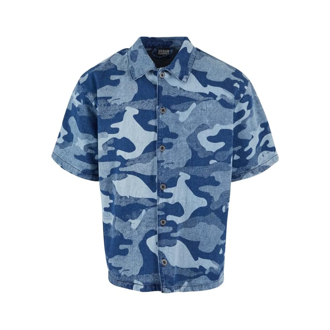 Urban Classics - Laser Camo Printed Boxy Overhemd - L - Blauw