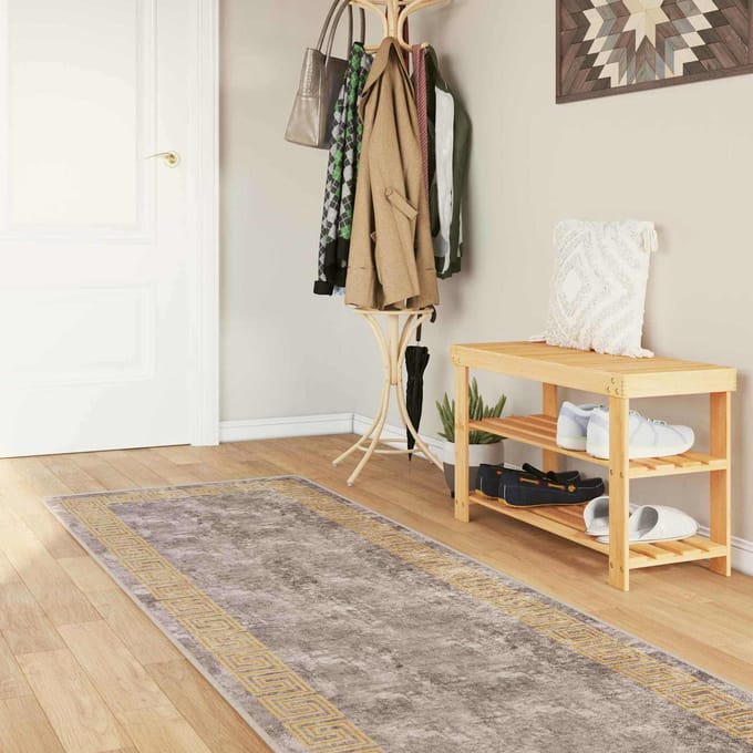 vidaXL - Tapijt - Runner - MARSA - Grijs - 100 - x - 400 - cm - Polyester - en - PVC