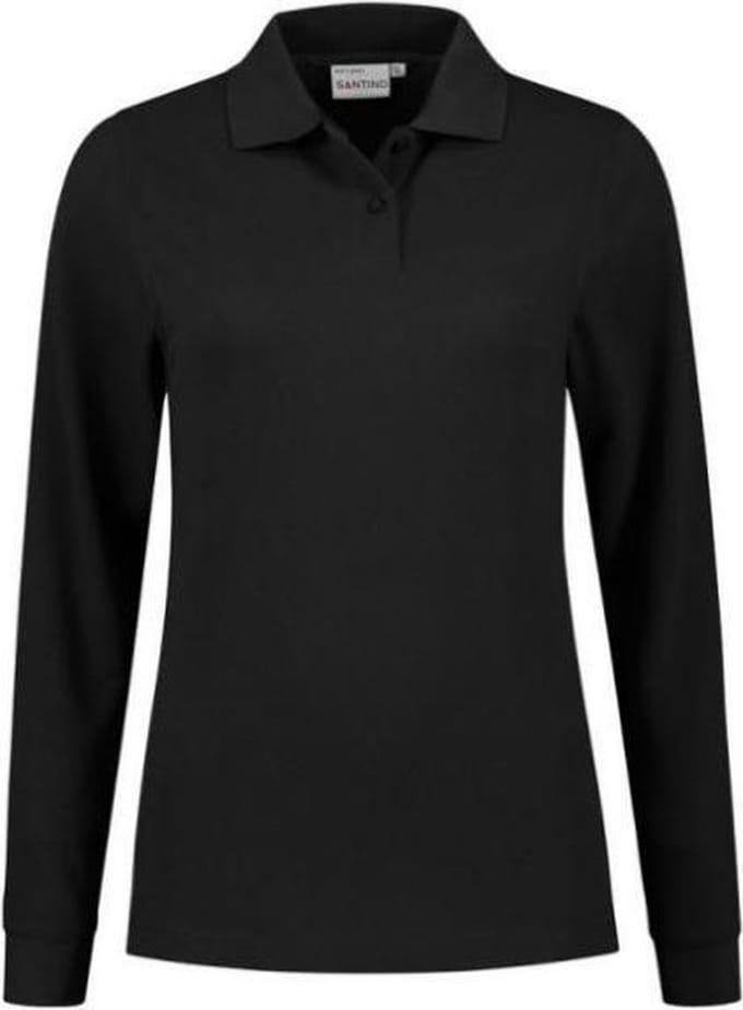 Santino Matt Dames Polo-shirt lange mouwen - Zwart - M