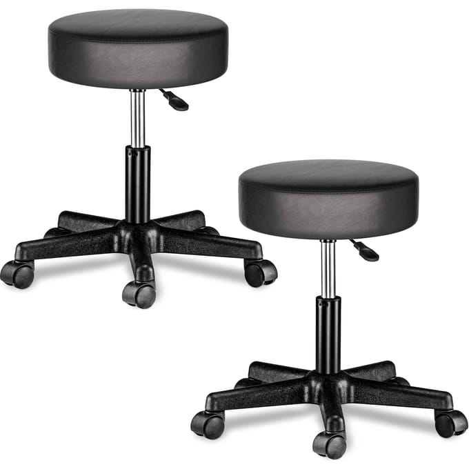 Casaria Bureaustoel Bureaukruk - Draaistoel - Gestoffeerde – Zwart – 2 Stuks