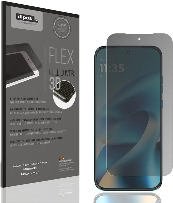 dipos FLEX – Matte Privacy Screenprotector geschikt voor Motorola Moto G Max | Volledige Schermbescherming | Case-Friendly