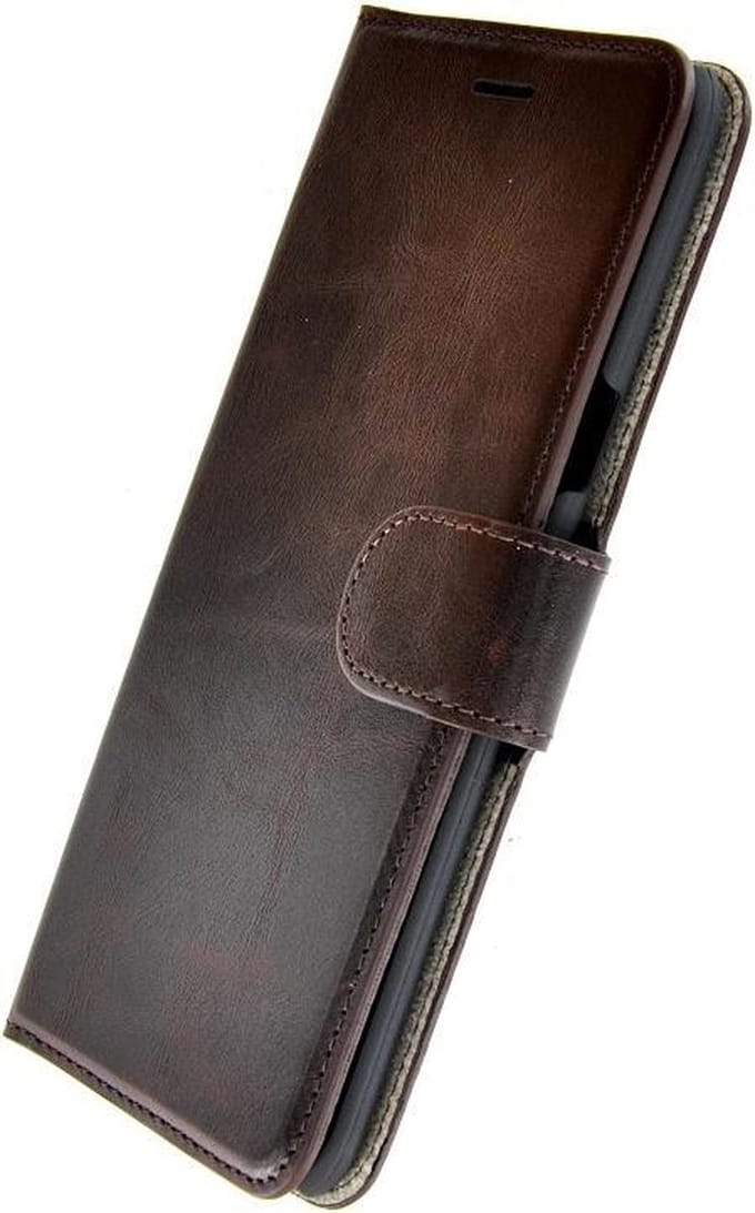Echt Leder Donkerbruin Wallet Bookcase Pearlycase Hoesje Geschikt voor Samsung Galaxy S8 Plus