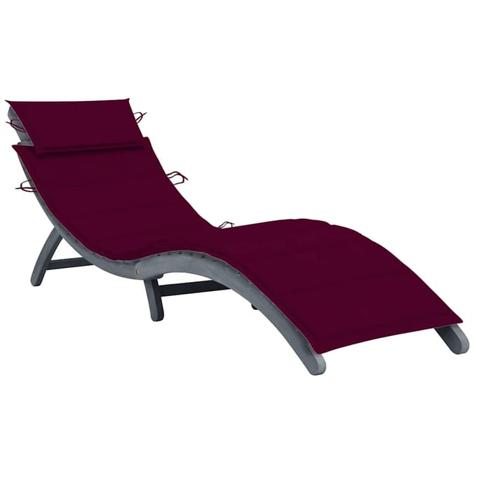 vidaXL - Ligbed - met - kussen - massief - acaciahout - grijs