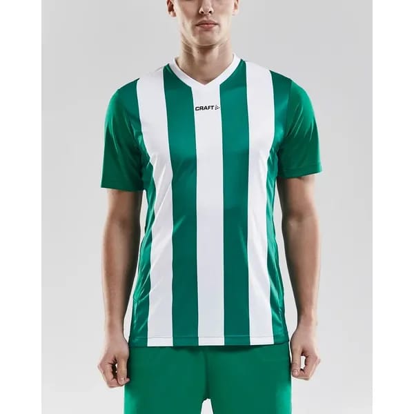 Craft - maat S -  Progress Stripe Shirt Korte Mouw Heren - Groen / Wit
