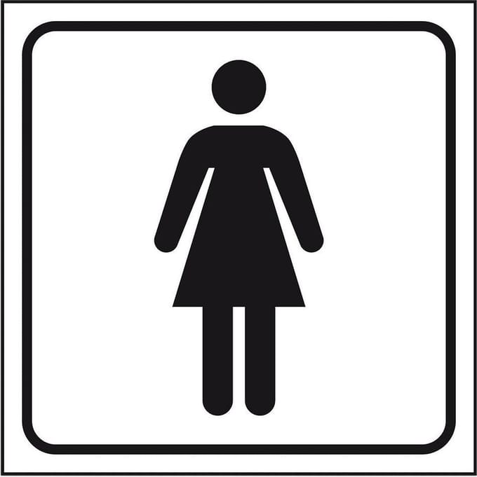 WC deur sticker dames, zelfklevende folie 100 x 100 mm