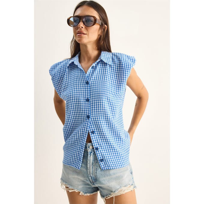 Ruitjes Katoenen Mouwloos Shirt