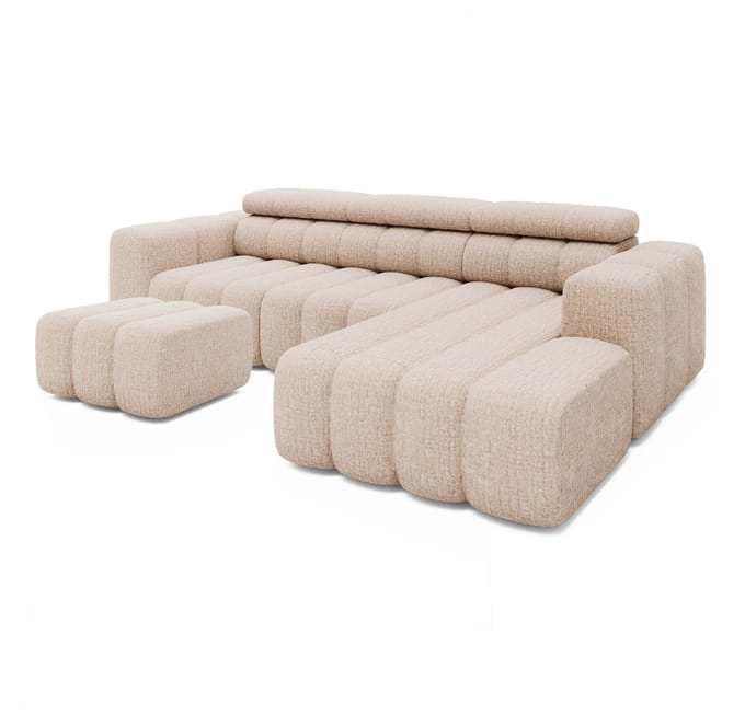 MASSIVMOEBEL24.DE hoekbank beige 100% polyester 289x118x78 cm SOFAS deels gemonteerd