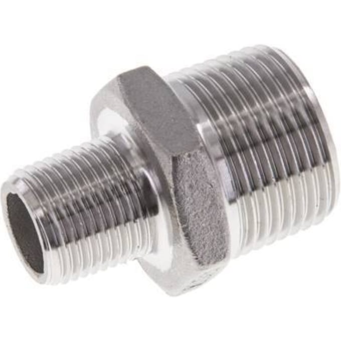 3/8'' NPT x 3/4'' NPT RVS Borstnippel 16 Bar