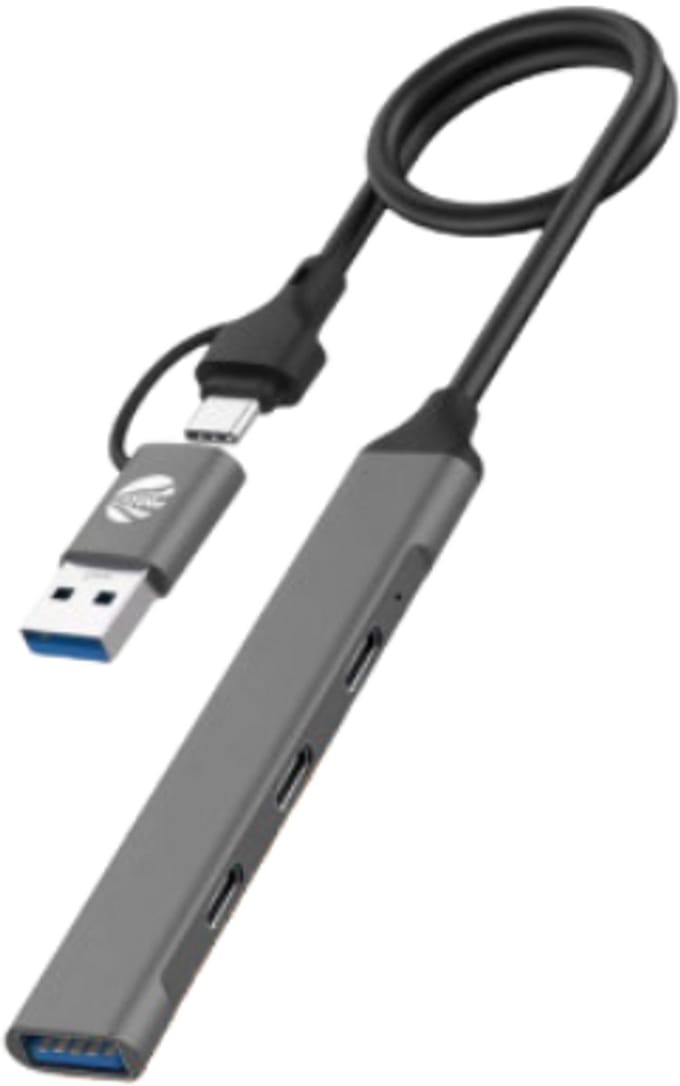 MG 4-poorts Type-C naar USB Hub - UC708 - Grijs - USB Poort