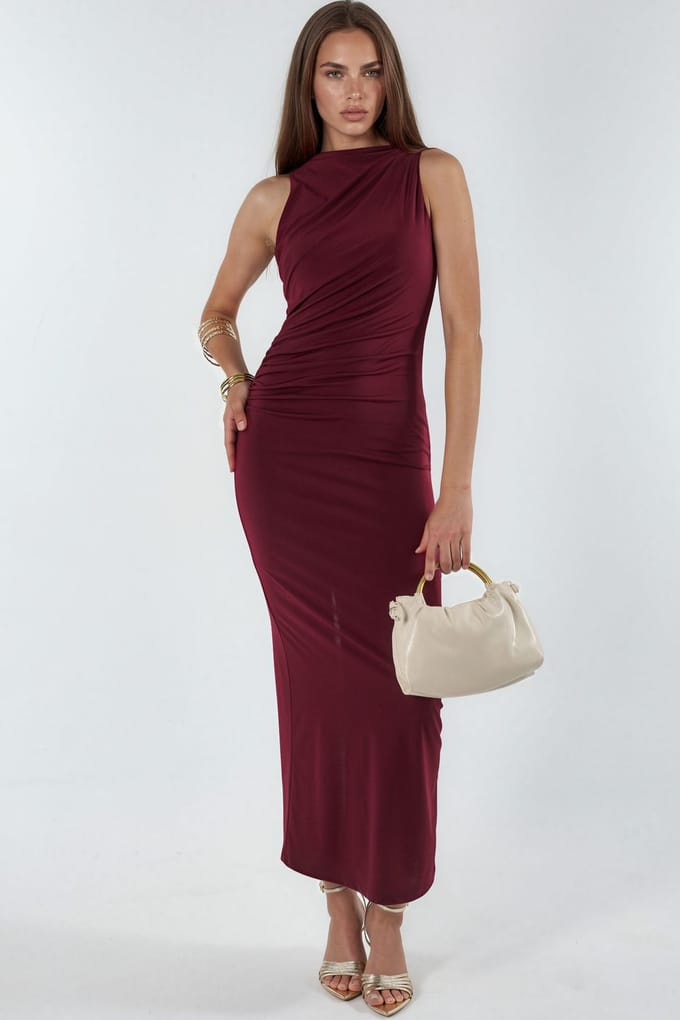 Gekruiste Detail Bodycon Maxi Jurk
