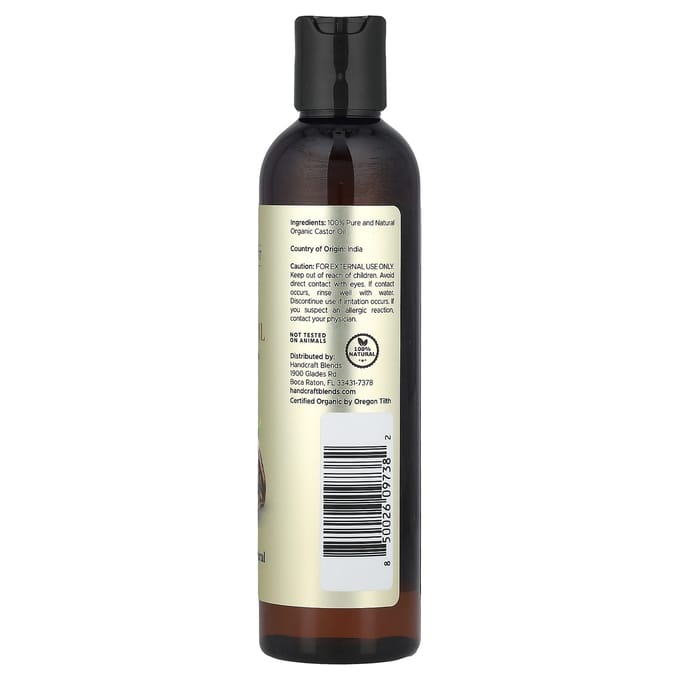 Mélanges artisanaux, Huile de ricin biologique, 8 fl oz (236 ml) beige