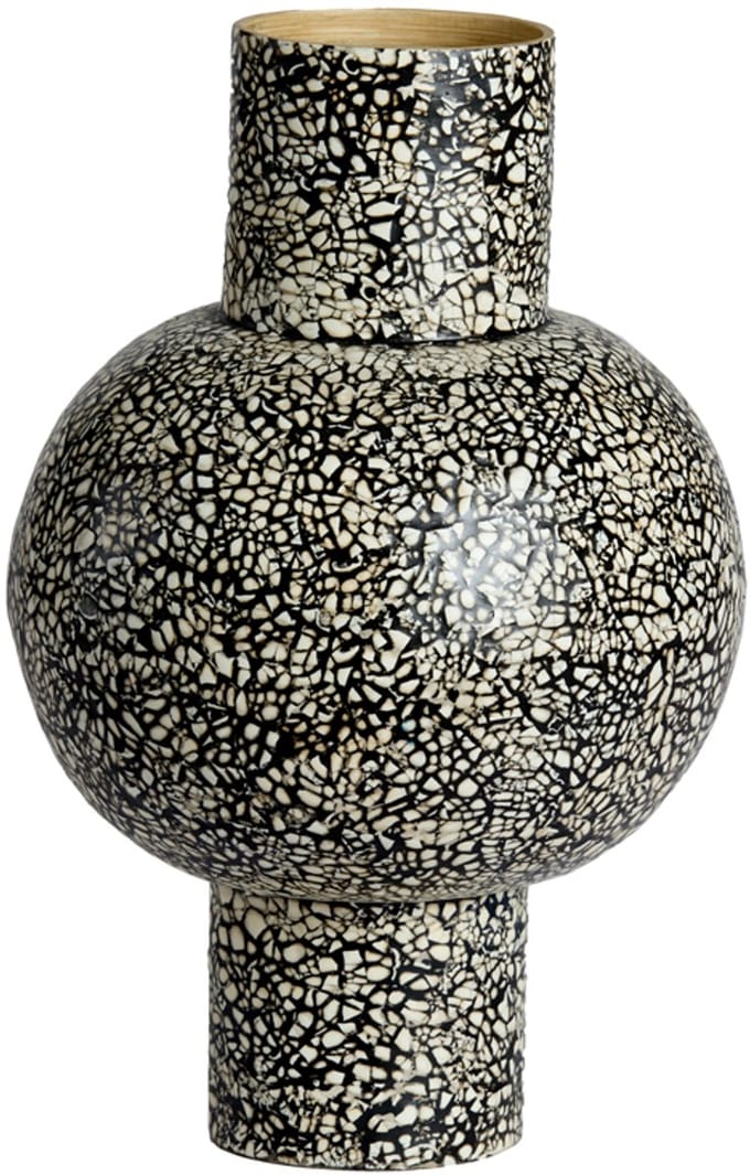 Light&living Vaas deco Ø30x45 cm GIRONA bamboe zwart-crème