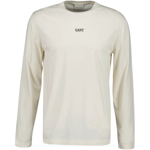 Gant T-Shirt Small Graphic Logo Long Sleeve Cream / male