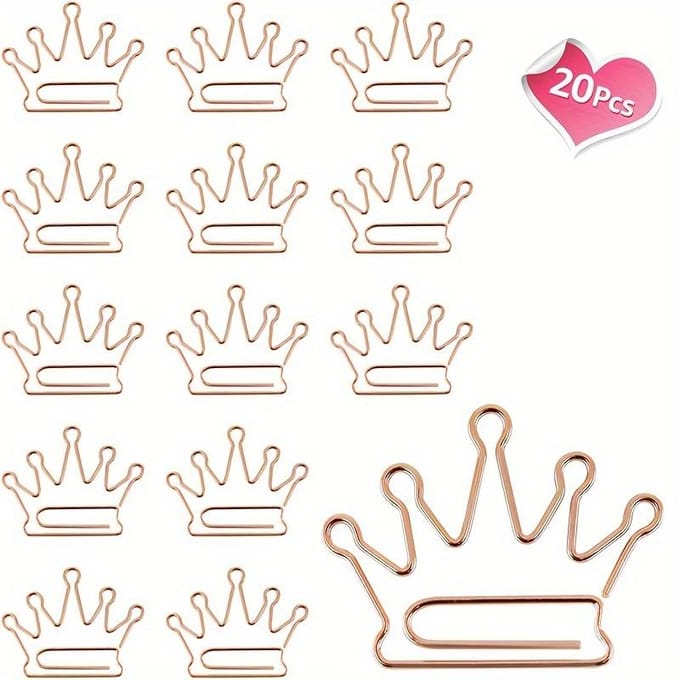 20 kleine kroonvormige paperclips, schattige paperclips, grappige bladwijzer paperclips, plan paperclips. 20pcs beige