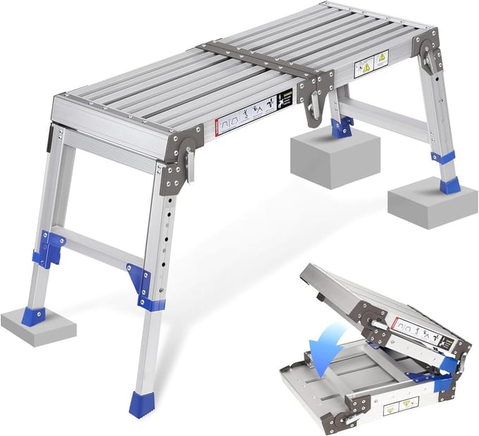 Werkplatform voor trap - Verstelbare ladder - Veilig klussen - Antislip structuur - 362 kg draagkracht - Aluminium