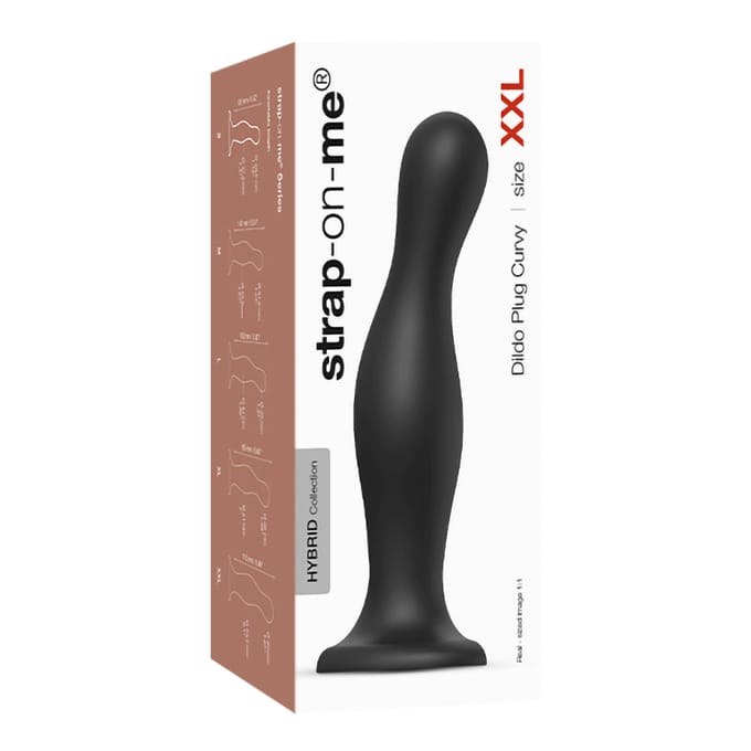 Strap-On-Me - Dildo Plug Curvy - Zwart - Maat 2XL