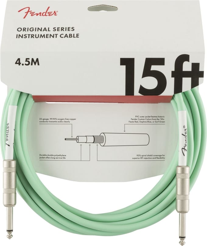 Fender Original Series instrument kabel groen 4.5m