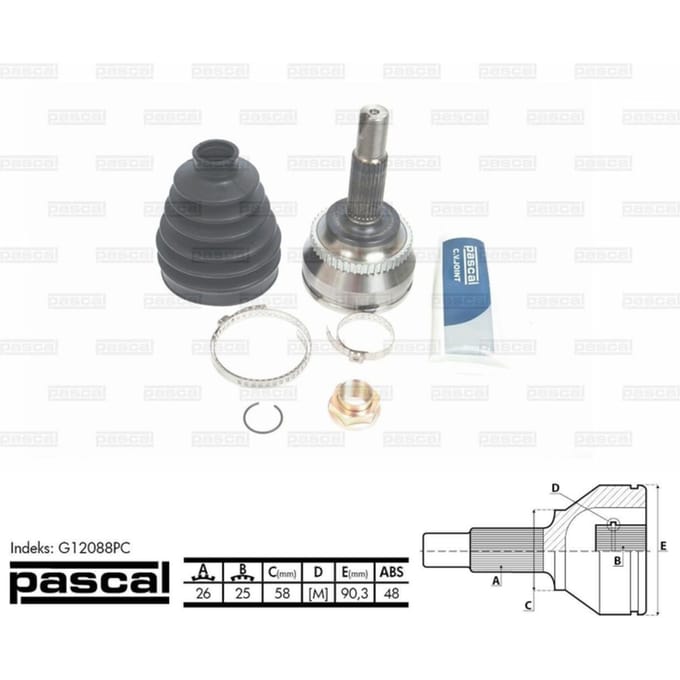 Homokineet reparatie set, aandrijfas PASCAL G12088PC