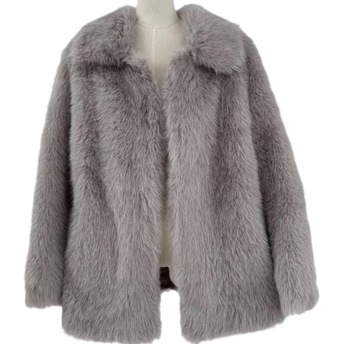 Bontjas Milieuvriendelijk Bont Damesjas Winter one size fits all gray