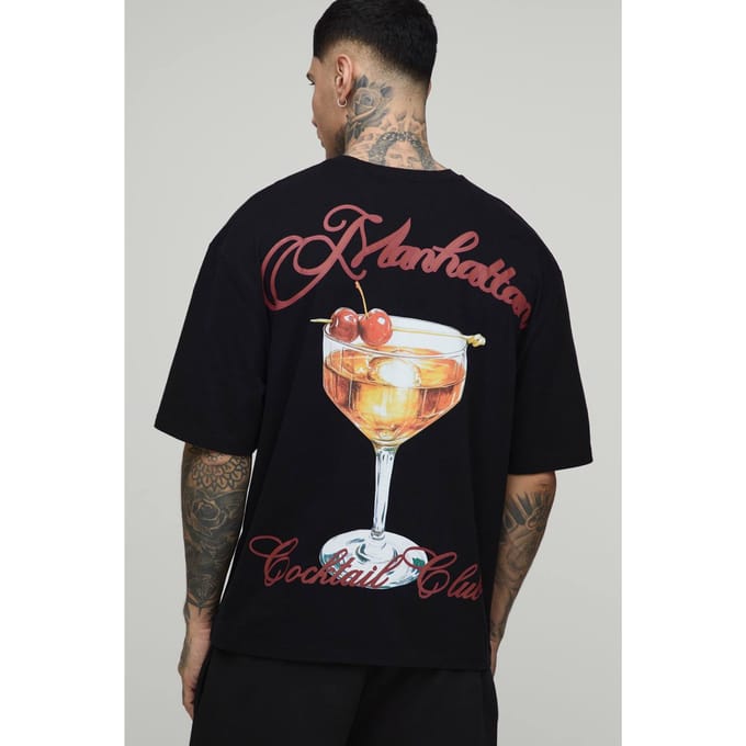 Lang Oversized T-shirt Met Manhattan Print | Black | Size Small