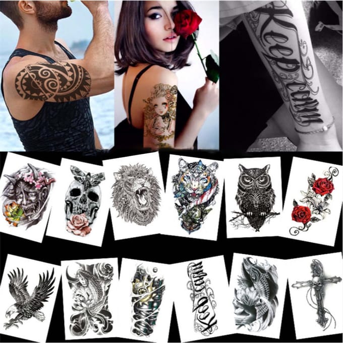 14 vellen tattoostickers in verschillende stijlen