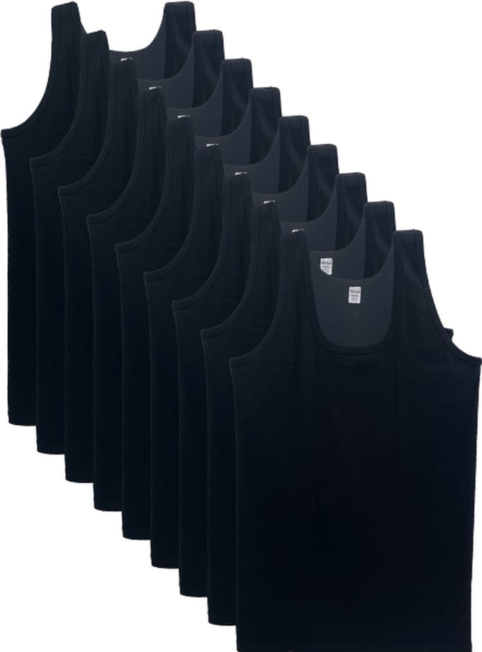 9 stuks SQOTTON onderhemd - King size - zwart - Maat 4XL/5XL