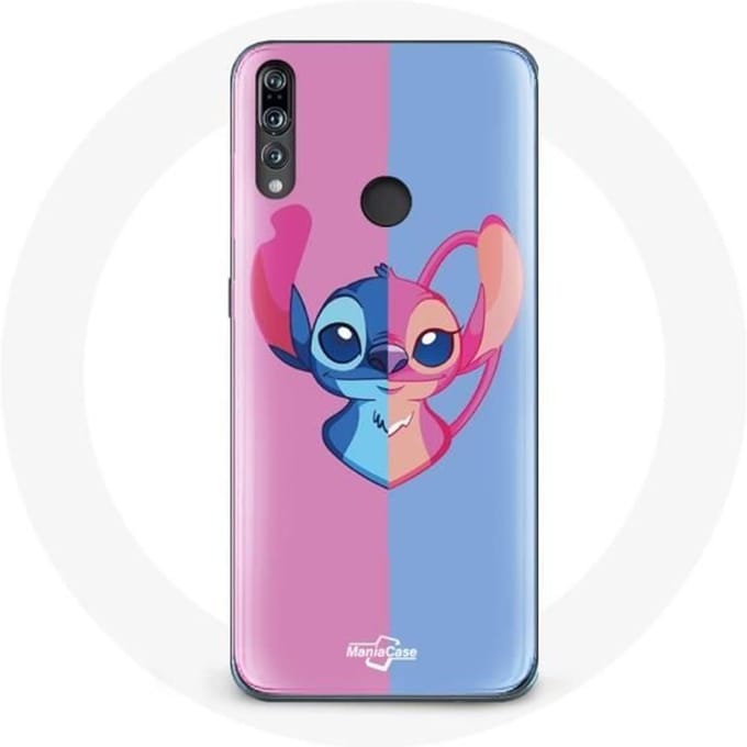 Coque pour Huawei P30 Lite - Stitch et Angel - Souple - Bleu et Rose - Protection roze