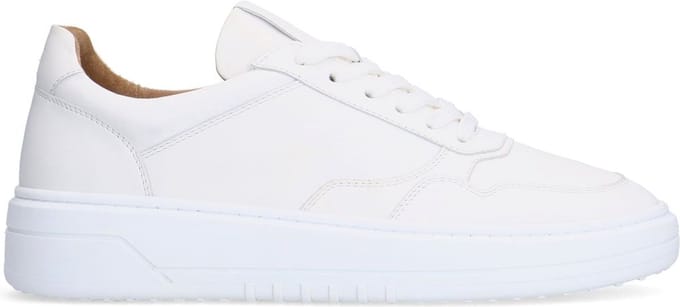 Manfield - Heren - Witte leren sneakers - Maat 47