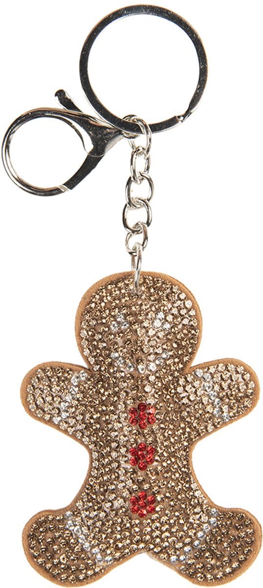 Juleeze Sleutelhanger Gingerbread man 6x2x13 cm Bruin Synthetisch