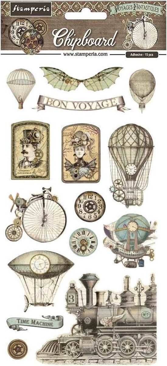 Stamperia Chipboard 15x30cm Voyages Fantastiques (DFLCB22)